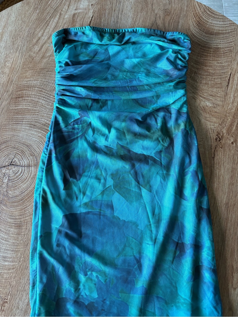 Strapless Teal Blue Patterned Women’s Dress